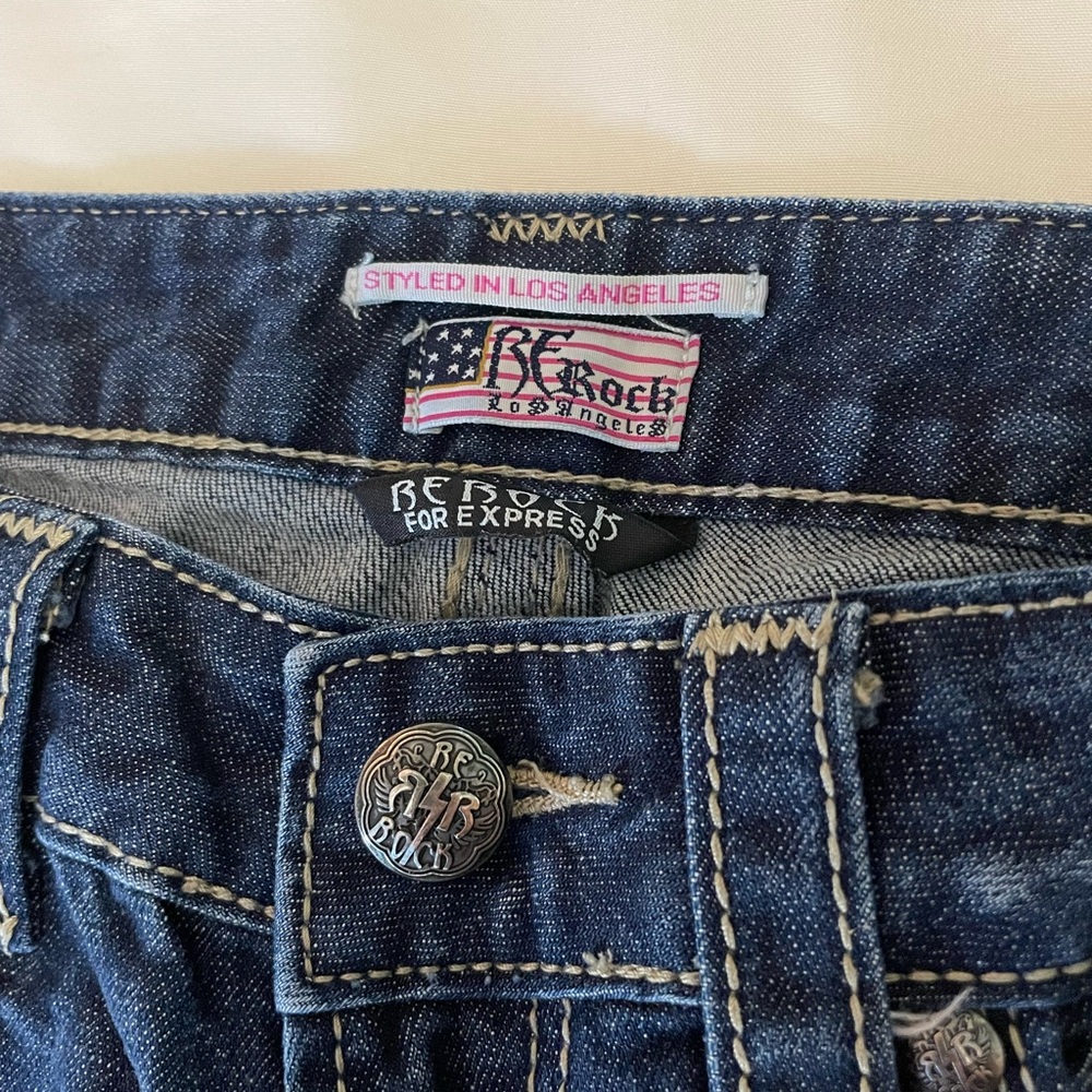 Express Rerock || Womens Skinny Jeans in Dark Wash - Picture 5 of 9